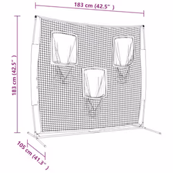vidaXL Portable Baseball Net Black and Red 183x105x183 cm Polyester Sports Net