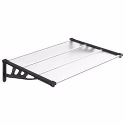vidaXL Door Canopy Porch Canopy Awning Black and Transparent Polycarbonate - 122 x 90 cm