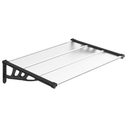 vidaXL Door Canopy Porch Canopy Awning Black and Transparent Polycarbonate - 122 x 90 cm