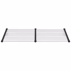 vidaXL Door Canopy Porch Canopy Awning Black and Transparent Polycarbonate - 199 x 90 cm - Additional view 2