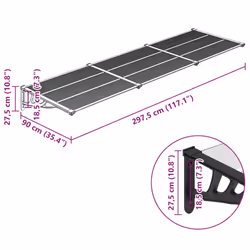 vidaXL Door Canopy Porch Canopy Awning Black and Transparent Polycarbonate - 297.5 x 90 cm - Additional view 4