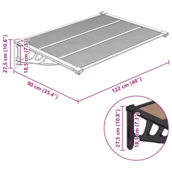 vidaXL Door Canopy Front Door Porch Awning Canopy Awning Black Polycarbonate - 122 x 90 cm - Additional view 3