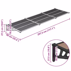 vidaXL Door Canopy Front Door Porch Awning Canopy Awning Black Polycarbonate - 297.5 x 90 cm