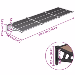 vidaXL Door Canopy Front Door Porch Awning Canopy Awning Black Polycarbonate - 358.5 x 90 cm - Additional view 3