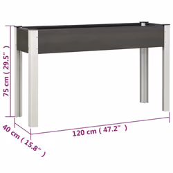 vidaXL Garden Raised Bed Grey 120x40x75 cm WPC Planter Flower Box Plant Tray - Additional view 5
