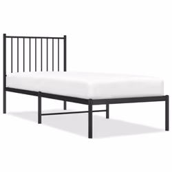 vidaXL Metal Bed Frame with Headboard Bedroom Metal Platform Bed Base Bedstead - with headboard, 75 x 190 cm