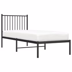 vidaXL Metal Bed Frame with Headboard Bedroom Metal Platform Bed Base Bedstead - with headboard, 75 x 190 cm