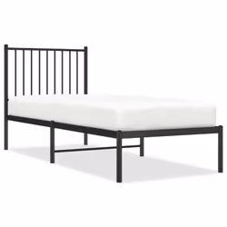 vidaXL Metal Bed Frame with Headboard Bedroom Metal Platform Bed Base Bedstead - with headboard, 80 x 200 cm