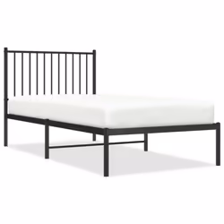 vidaXL Metal Bed Frame with Headboard Bedroom Metal Platform Bed Base Bedstead - with headboard, 90 x 190 cm - Additional view 2
