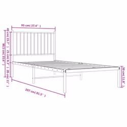 vidaXL Metal Bed Frame with Headboard Bedroom Metal Platform Bed Base Bedstead - with headboard, 90 x 200 cm - Additional view 9