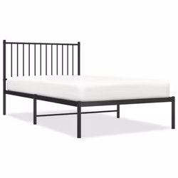 vidaXL Metal Bed Frame with Headboard Bedroom Metal Platform Bed Base Bedstead - with headboard, 100 x 190 cm
