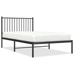 vidaXL Metal Bed Frame with Headboard Bedroom Metal Platform Bed Base Bedstead - with headboard, 100 x 190 cm