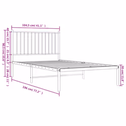 vidaXL Metal Bed Frame with Headboard Bedroom Metal Platform Bed Base Bedstead - with headboard, 100 x 190 cm - Additional view 9