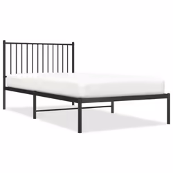 vidaXL Metal Bed Frame with Headboard Bedroom Metal Platform Bed Base Bedstead - with headboard, 100 x 200 cm