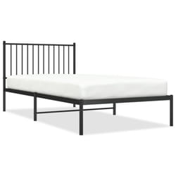 vidaXL Metal Bed Frame with Headboard Bedroom Metal Platform Bed Base Bedstead - with headboard, 100 x 200 cm
