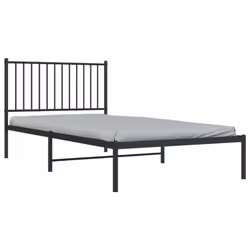 vidaXL Metal Bed Frame with Headboard Bedroom Metal Platform Bed Base Bedstead - with headboard, 100 x 200 cm
