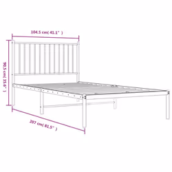 vidaXL Metal Bed Frame with Headboard Bedroom Metal Platform Bed Base Bedstead - with headboard, 100 x 200 cm - Additional view 8
