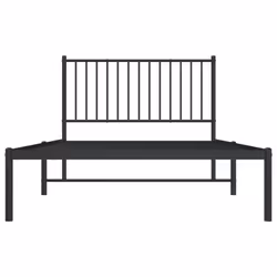 vidaXL Metal Bed Frame with Headboard Bedroom Metal Platform Bed Base Bedstead - 107 x 203 cm, with headboard - Additional view 2