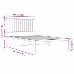 vidaXL Metal Bed Frame with Headboard Bedroom Metal Platform Bed Base Bedstead - 107 x 203 cm, with headboard - Additional view 8