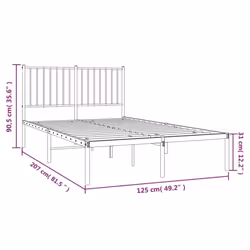 vidaXL Metal Bed Frame with Headboard Bedroom Metal Platform Bed Base Bedstead - 120 x 200 cm, with headboard - Additional view 8