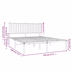 vidaXL Metal Bed Frame with Headboard Bedroom Metal Platform Bed Base Bedstead - with headboard, 140 x 190 cm - Additional view 9