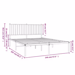 vidaXL Metal Bed Frame with Headboard Bedroom Metal Platform Bed Base Bedstead - 140 x 200 cm, with headboard - Additional view 9