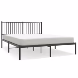 vidaXL Metal Bed Frame with Headboard Bedroom Metal Platform Bed Base Bedstead - 150 x 200 cm, with headboard