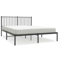 vidaXL Metal Bed Frame with Headboard Bedroom Metal Platform Bed Base Bedstead - 150 x 200 cm, with headboard