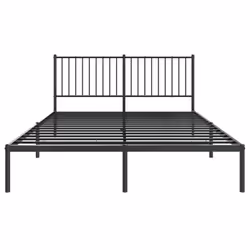 vidaXL Metal Bed Frame with Headboard Bedroom Metal Platform Bed Base Bedstead - 150 x 200 cm, with headboard