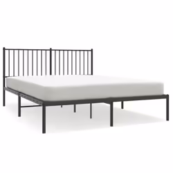vidaXL Metal Bed Frame with Headboard Bedroom Metal Platform Bed Base Bedstead - 160 x 200 cm, with headboard