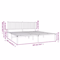 vidaXL Metal Bed Frame with Headboard Bedroom Metal Platform Bed Base Bedstead - 180 x 200 cm, with headboard - Additional view 9