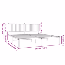 vidaXL Metal Bed Frame with Headboard Bedroom Metal Platform Bed Base Bedstead - 183 x 213 cm, with headboard - Additional view 9