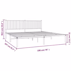vidaXL Metal Bed Frame with Headboard Bedroom Metal Platform Bed Base Bedstead - 193 x 203 cm, with headboard - Additional view 3