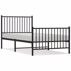 vidaXL Metal Bed Frame with Headboard Bedroom Metal Platform Bed Base Bedstead - with headboard & footboard, 90 x 190 cm - Additional view 2