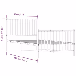vidaXL Metal Bed Frame with Headboard Bedroom Metal Platform Bed Base Bedstead - with headboard & footboard, 90 x 190 cm - Additional view 9