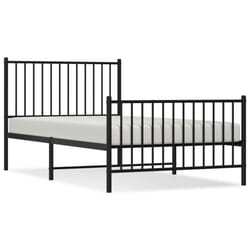 vidaXL Metal Bed Frame with Headboard Bedroom Metal Platform Bed Base Bedstead - 100 x 190 cm, with headboard & footboard