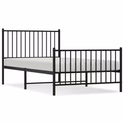 vidaXL Metal Bed Frame with Headboard Bedroom Metal Platform Bed Base Bedstead - 100 x 190 cm, with headboard & footboard - Additional view 2