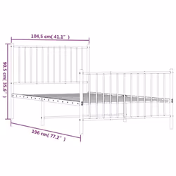 vidaXL Metal Bed Frame with Headboard Bedroom Metal Platform Bed Base Bedstead - 100 x 190 cm, with headboard & footboard - Additional view 4