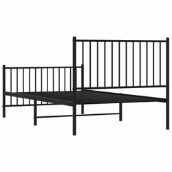 vidaXL Metal Bed Frame with Headboard Bedroom Metal Platform Bed Base Bedstead - 100 x 190 cm, with headboard & footboard - Additional view 7