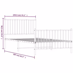vidaXL Metal Bed Frame with Headboard Bedroom Metal Platform Bed Base Bedstead - 100 x 200 cm, with headboard & footboard - Additional view 2