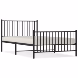 vidaXL Metal Bed Frame with Headboard Bedroom Metal Platform Bed Base Bedstead - 107 x 203 cm, with headboard & footboard