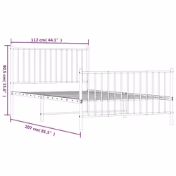 vidaXL Metal Bed Frame with Headboard Bedroom Metal Platform Bed Base Bedstead - 107 x 203 cm, with headboard & footboard - Additional view 4