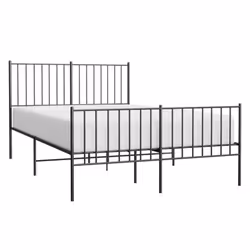 vidaXL Metal Bed Frame with Headboard Bedroom Metal Platform Bed Base Bedstead - with headboard & footboard, 120 x 190 cm - Additional view 3