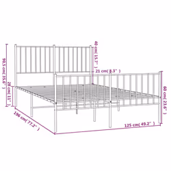 vidaXL Metal Bed Frame with Headboard Bedroom Metal Platform Bed Base Bedstead - with headboard & footboard, 120 x 190 cm - Additional view 4