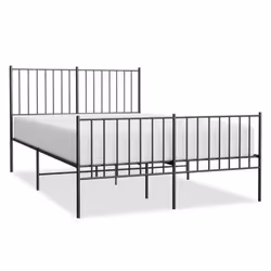 vidaXL Metal Bed Frame with Headboard Bedroom Metal Platform Bed Base Bedstead - with headboard & footboard, 120 x 200 cm - Additional view 2