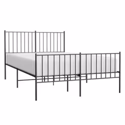 vidaXL Metal Bed Frame with Headboard Bedroom Metal Platform Bed Base Bedstead - with headboard & footboard, 120 x 200 cm - Additional view 3