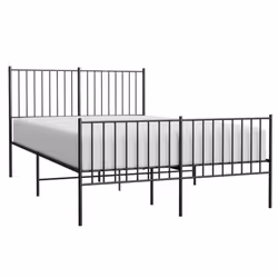 vidaXL Metal Bed Frame with Headboard Bedroom Metal Platform Bed Base Bedstead - with headboard & footboard, 140 x 190 cm - Additional view 4