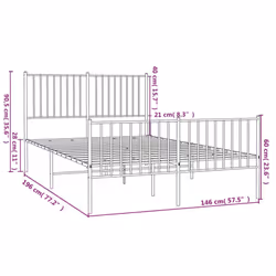 vidaXL Metal Bed Frame with Headboard Bedroom Metal Platform Bed Base Bedstead - with headboard & footboard, 140 x 190 cm - Additional view 5