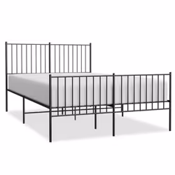 vidaXL Metal Bed Frame with Headboard Bedroom Metal Platform Bed Base Bedstead - 140 x 200 cm, with headboard & footboard - Additional view 3