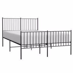 vidaXL Metal Bed Frame with Headboard Bedroom Metal Platform Bed Base Bedstead - 140 x 200 cm, with headboard & footboard - Additional view 4